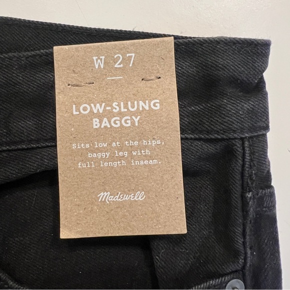 •MADEWELL• Low Slung Baggy Jeans in Garza Black‎ Wash Size 27 Cuffed NS963 - Picture 12 of 15